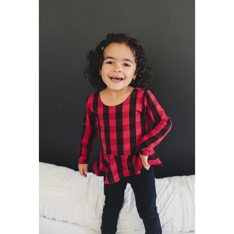 Red & Black Check Peplum Top|6 Months|12 Months|18 Months|2T|3T|4T|5T|6T|Classic Tank|Long Sleeve