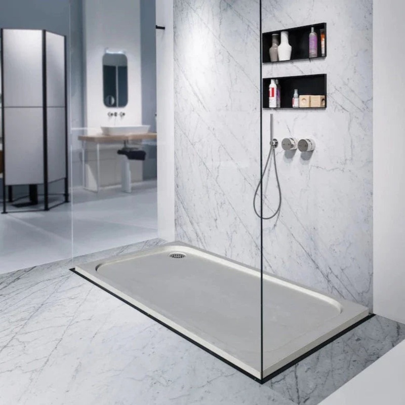 Shell Stone Limestone Rectangular Shower Base Hand-carved from Solid Block (W)36 (L)48