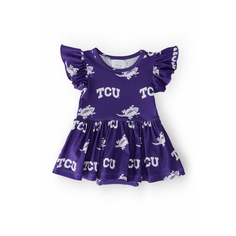 TCU Purple Frog Flutter Twirl Bodysuit