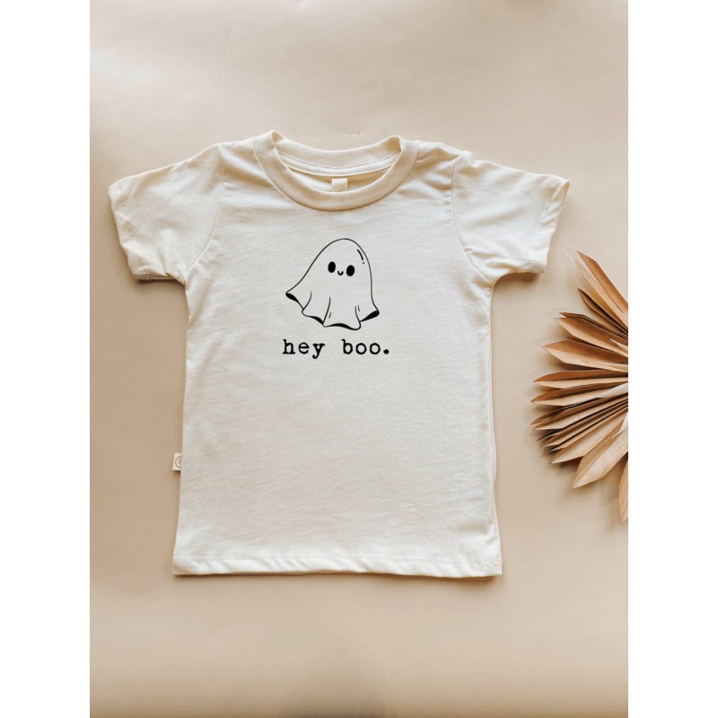 Toddler Crew Neck Tee | Hey Boo Ghost | Organic Cotton