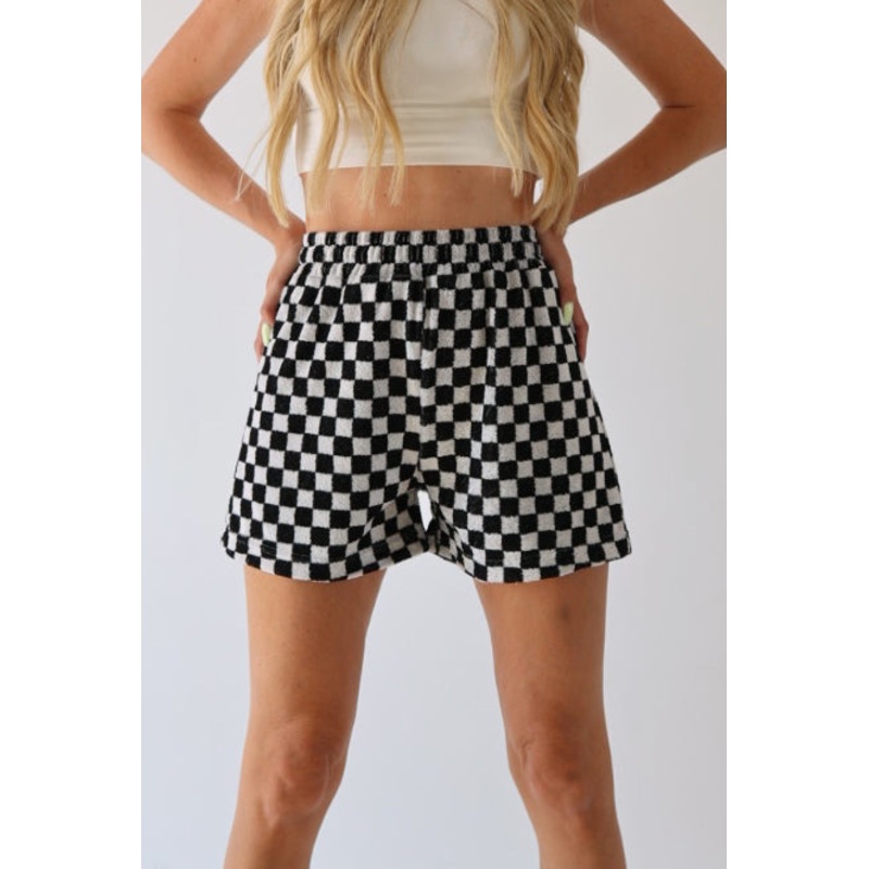 Women’s Terry Shorts  | Black + White Checkerboard