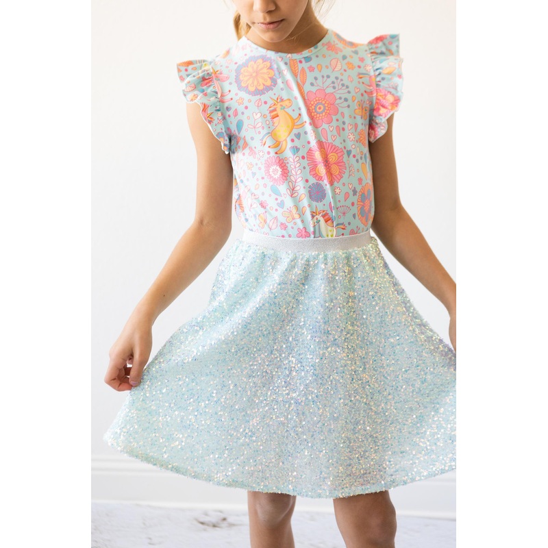 Aqua Sequin Twirl Skort|2T|3T|4T|5/6|7/8|9/10