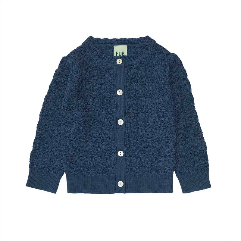Baby Pointelle & Lace Cardigan – Indigo