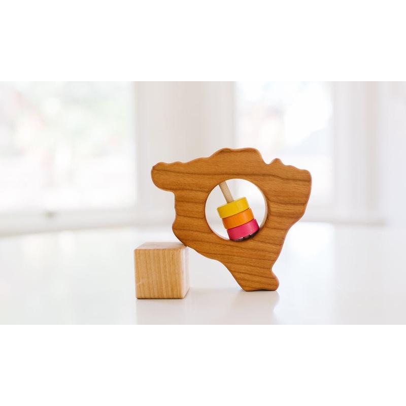 Hawaii State Big Island Wooden Baby Rattle