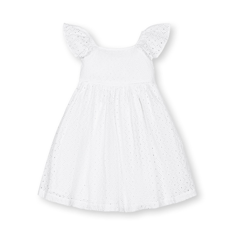 Organic Flutter Sleeve Eyelet Dress