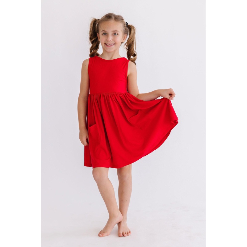 Red Tank Pocket Twirl Dress|6-12M|12-24M|2T|3T|4T|5/6|7/8|9/10
