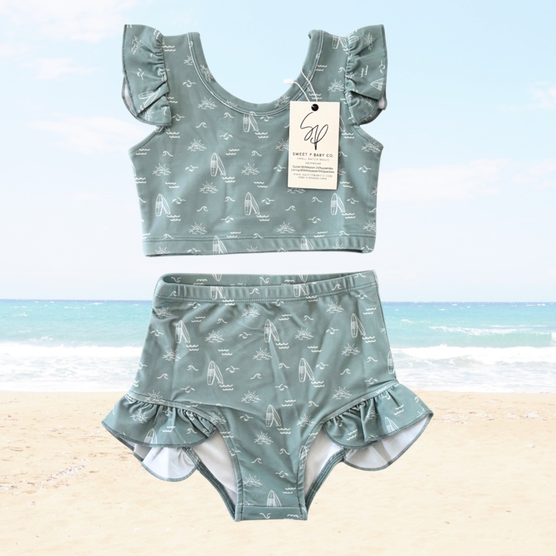 Sage Surfer Flutter Bikini|12-18M|18-24M|2T|3T|4T|5/6|7/8