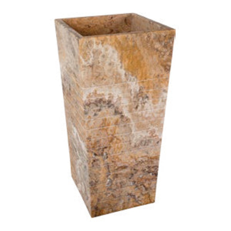 Scabos Travertine Pedestal Stand-Alone Cone Shaped Sink Polished (W)16 (L)16 (H)36