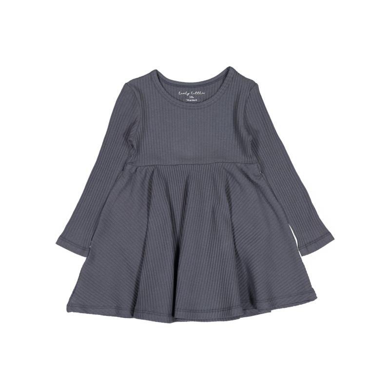 The Long Sleeve Dress – Steel|18m|24m|36m|4y|6y|8y