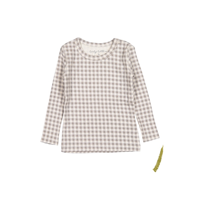 The Printed Long Sleeve Tee – Taupe Gingham