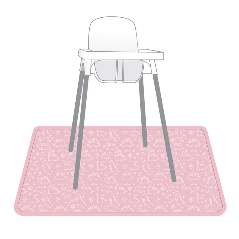 Dino Friends – Blush Splash Mat – A Waterproof Catch-All for Highchair Spills and More!