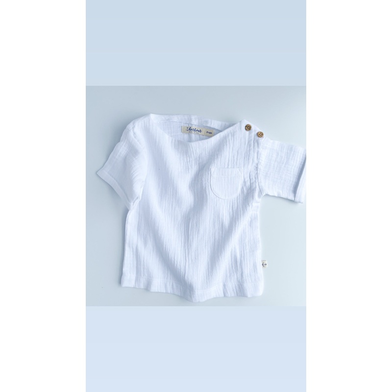 Kids Boatneck Pocket Tee – White