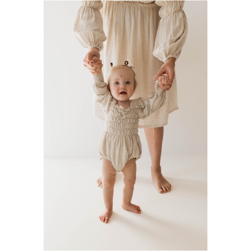 Linen Romper | Flax|Newborn|0-3 Months|3-6 Months|6-12 Months|12-18 Months|18-24 Months