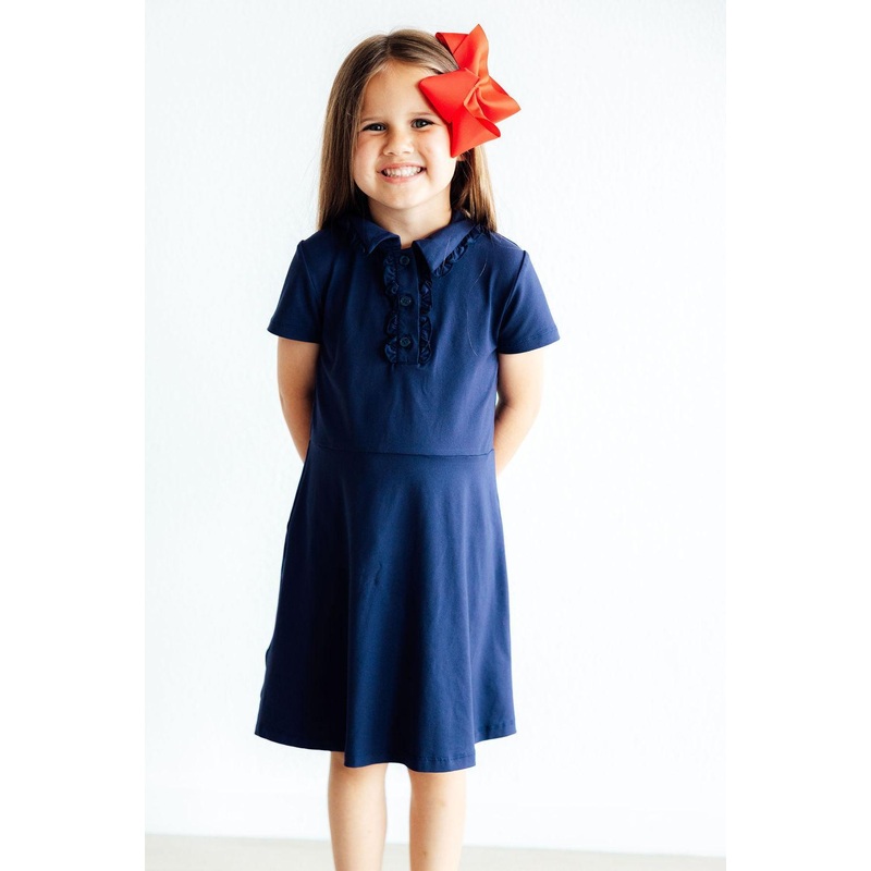 Navy S/S Polo Dress|2T|3T|4T|5/6|7/8|9/10