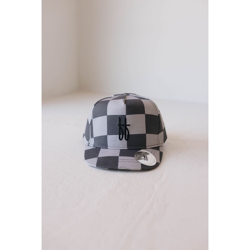 Children’s Trucker Hat | Black & Grey Checkerboard