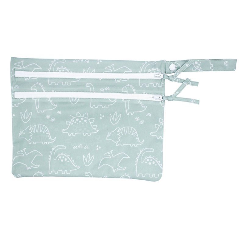 Dino Friends – Sage – Waterproof Wet Bag (For mealtime, on-the-go, and more!)