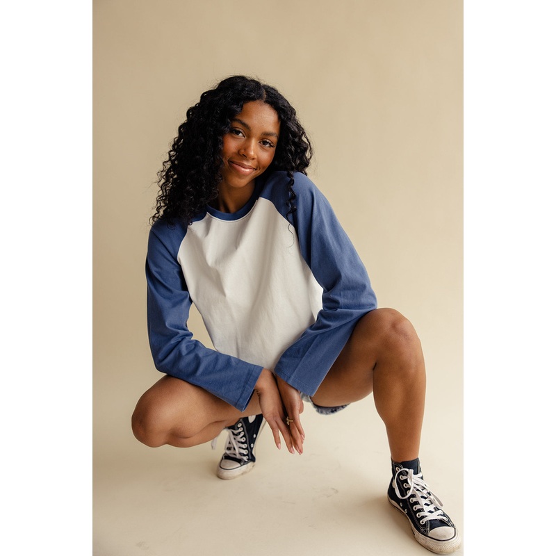 Fly Ball Baseball Long Sleeve|SteelBlue|SeaGreen|S|M|L|XL