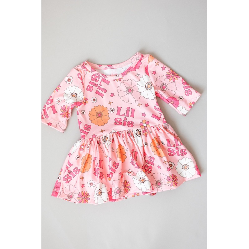 Lil Sis Floral 3/4 Twirl Bodysuit