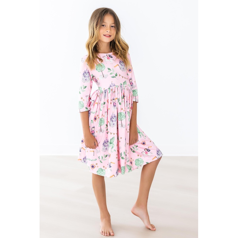 Once Upon a Time 3/4 Sleeve Pocket Twirl Dress