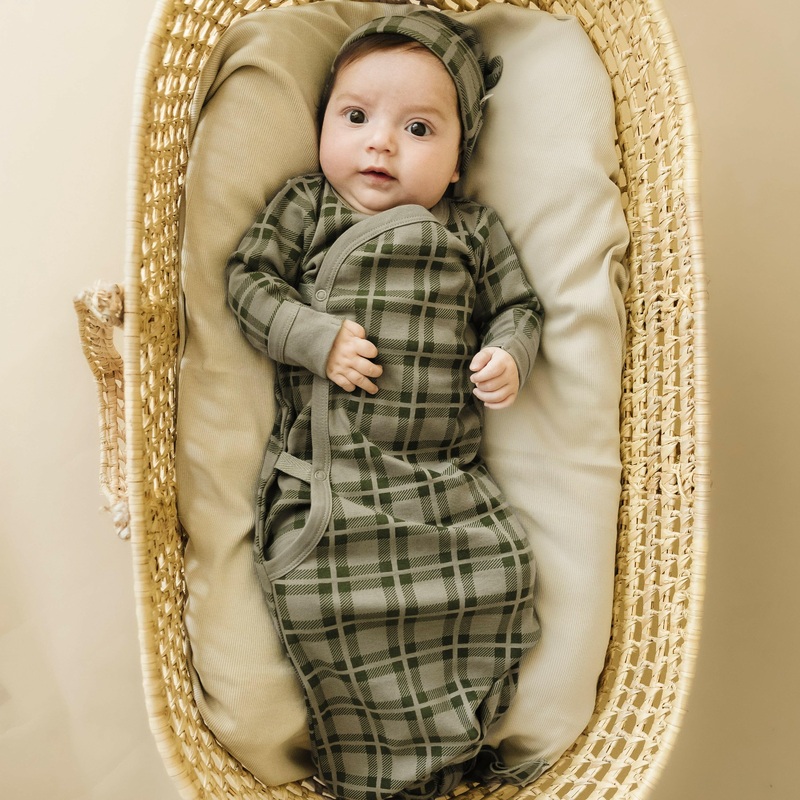 Organic Baby Sleep Gown Knotted – Plaid