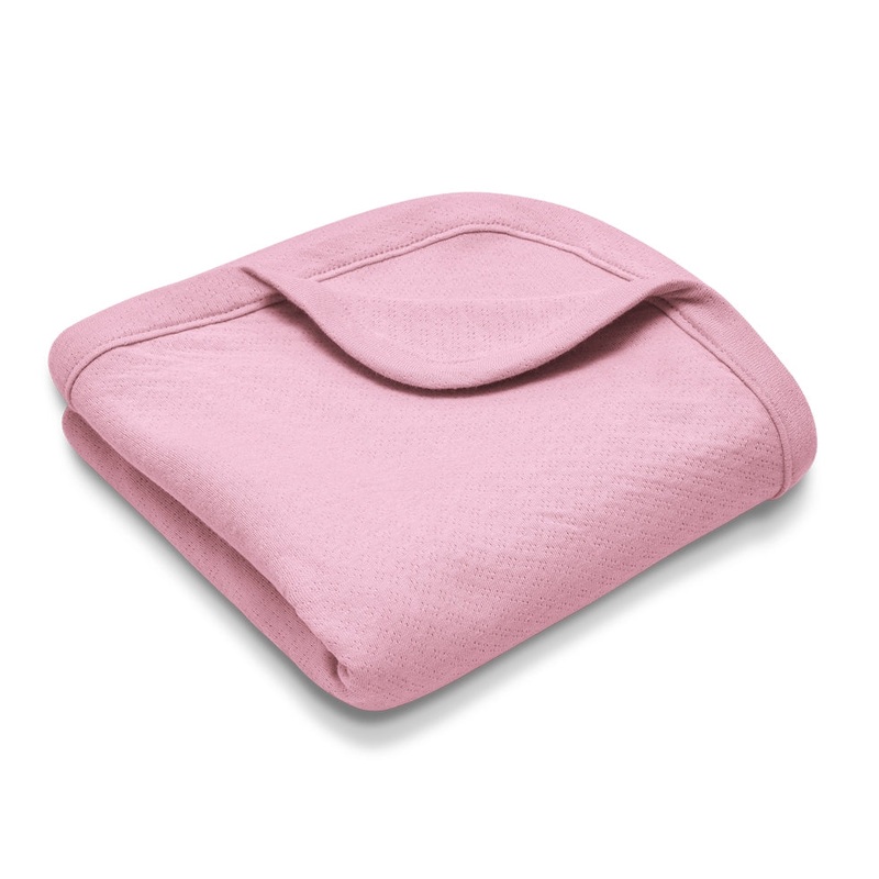 Organic Cotton Baby Blanket  Pink Pointelle
