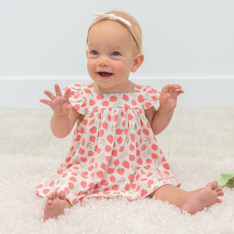Ruffle Dress & Bloomer|Newborn|0-3 Months|3-6 Months|6-12 Months|12-18 Months|18-24 Months|Strawberry Basil