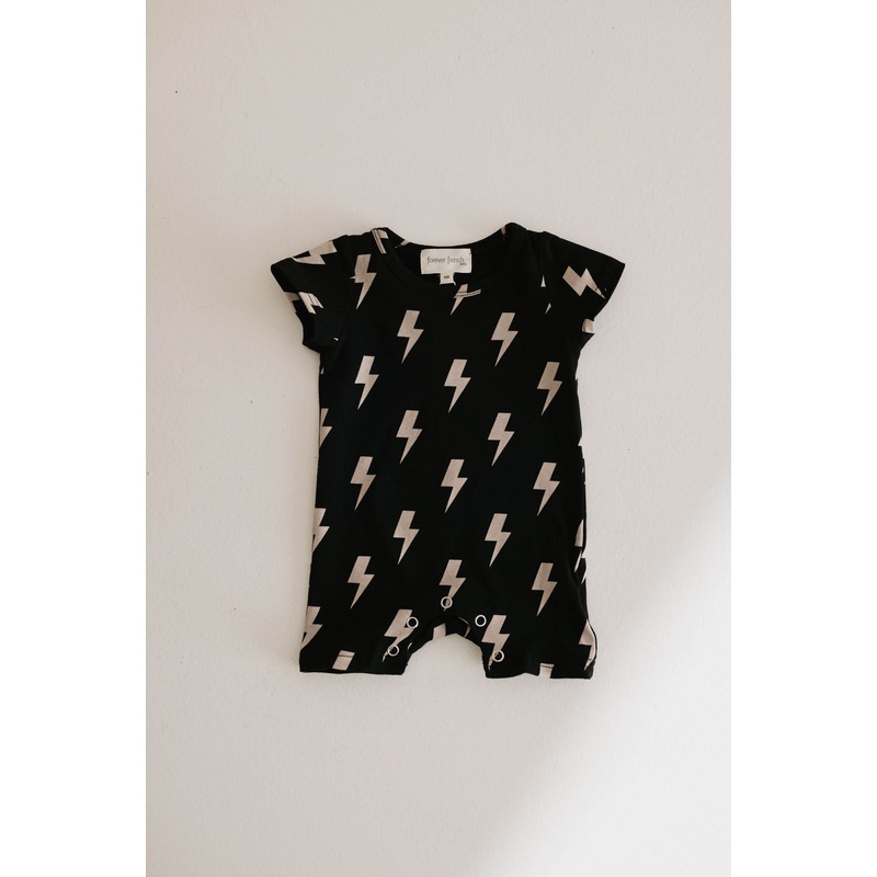 T-Shirt Romper | Black & White Lightning Bolt
