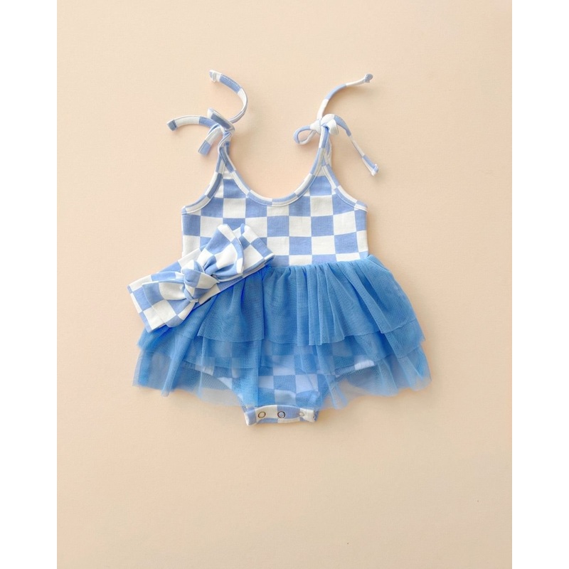 Tutu Romper | Checkered Blue|0-3M|3-6M|6-12M|12-18M|18-24M|2T