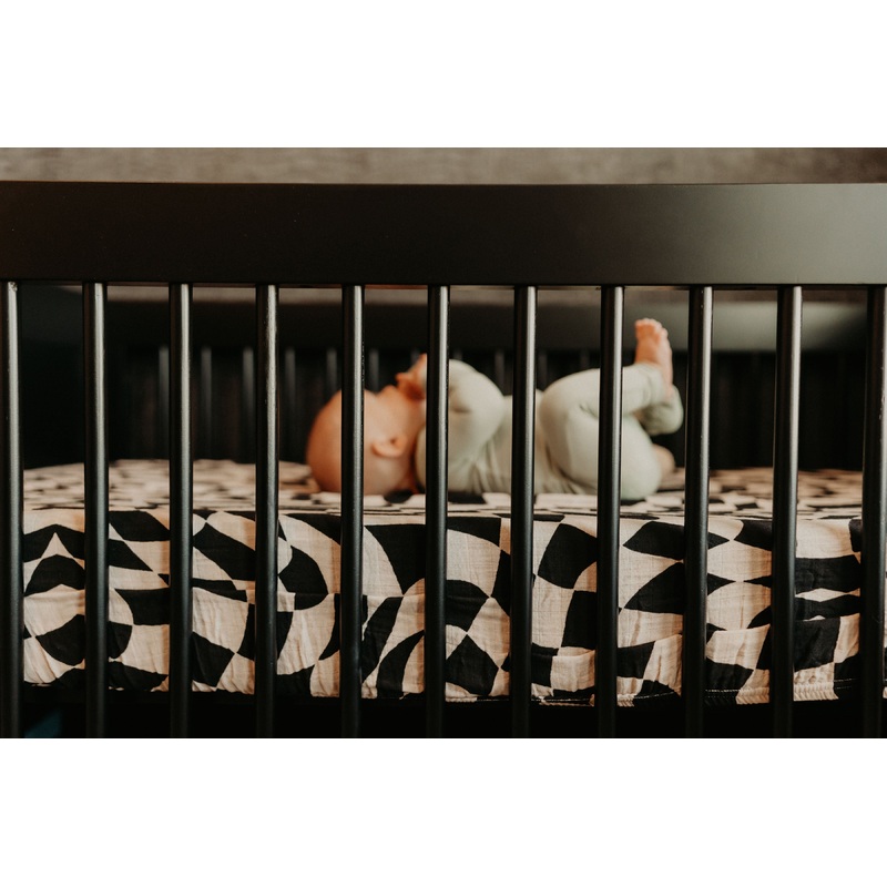 Wavy Checker Organic Muslin Crib Sheet
