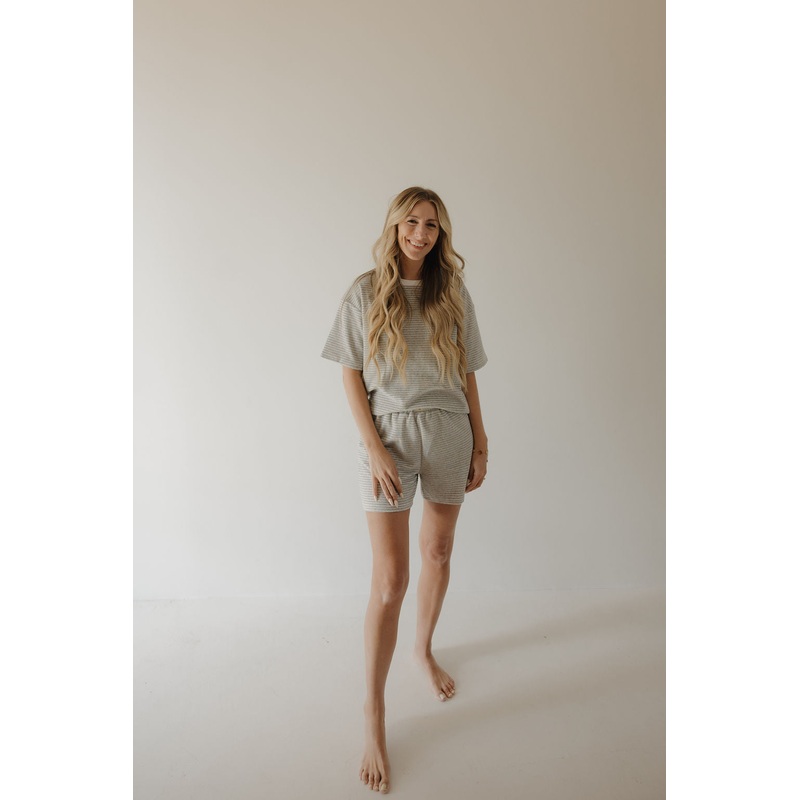 Women’s Terry Short Set | Grey Stripe
