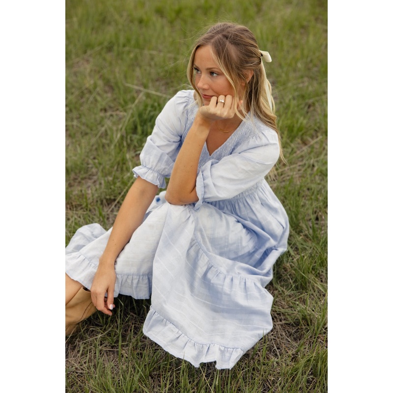 Holding Tight Smocked Dress|LightSteelBlue|S|M|L