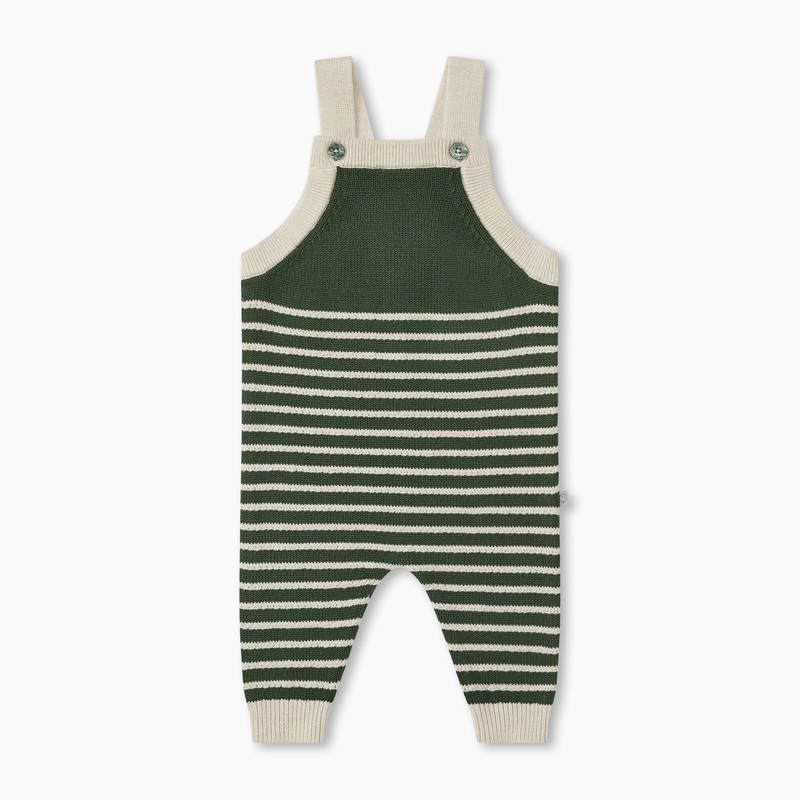 Knitted Stripe Dungarees – Pine Stripe