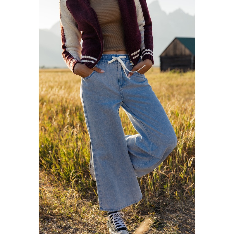 On My Own Tie Waist Pants|LightSteelBlue|S|M|L