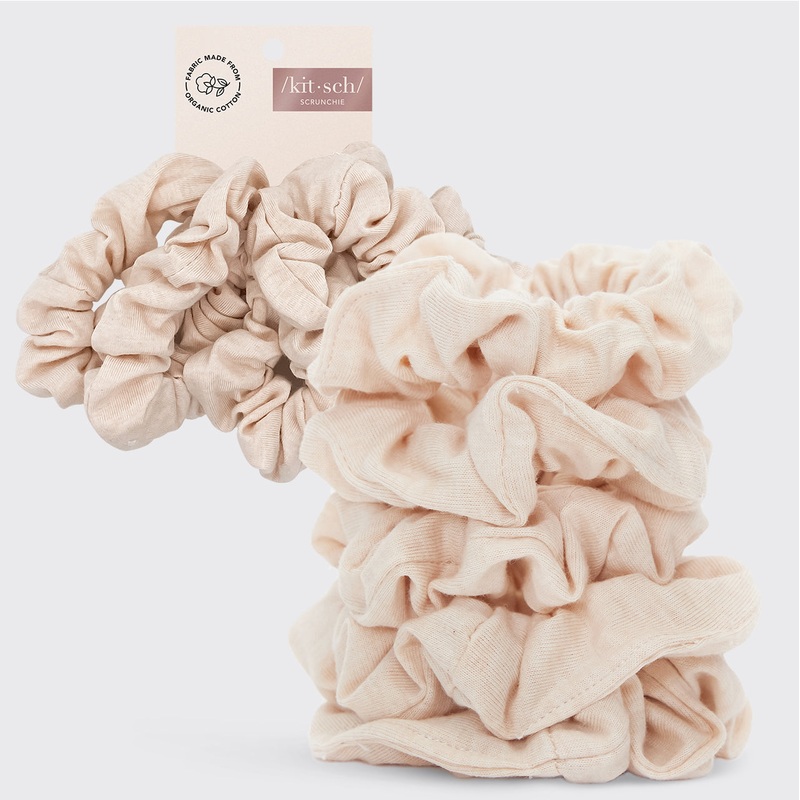 Organic Cotton Knit Scrunchies 5pc – Cream