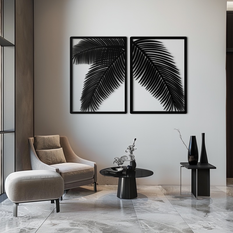 Palm Leaf Metal Wall Art  Tropical Minimalist Decor – KAF212