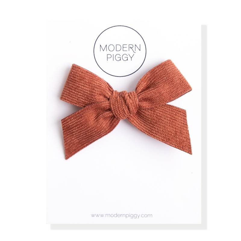 Rust | Corduroy Ribbon Bow|Alligator Clip|Nylon Headband