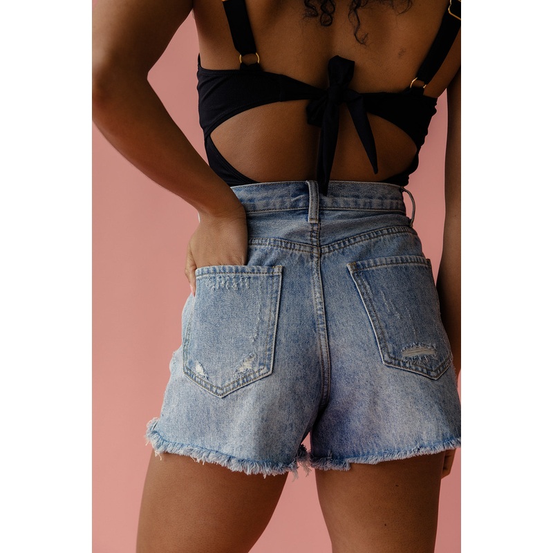 Zack Distressed Shorts|SteelBlue|S|M|L