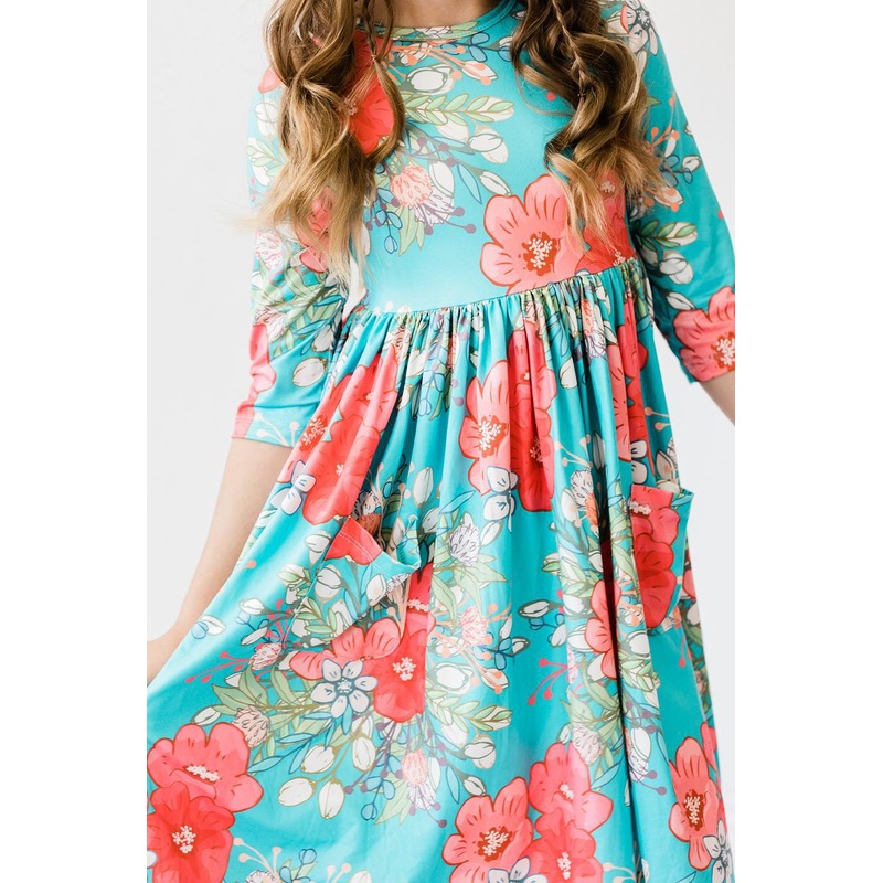 After the Rain 3/4 Sleeve Pocket Twirl Dress