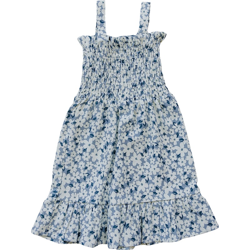 Blue Floral Linen Dress|0-3|3-6|6-12|18|2T|3T|4T|5T/6Y|7Y/8Y|9Y/10Y