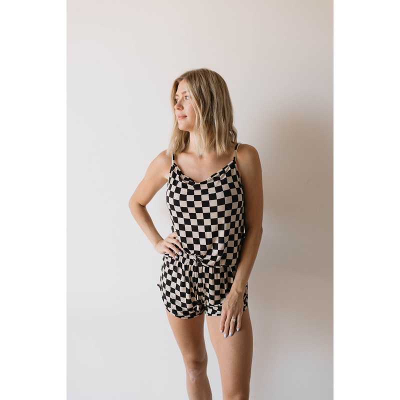 Cami Women’s Bamboo Set | Black Checkerboard
