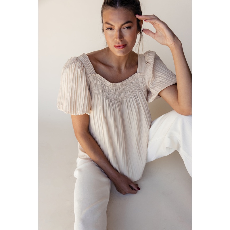 Elle Textured Square Neck Blouse