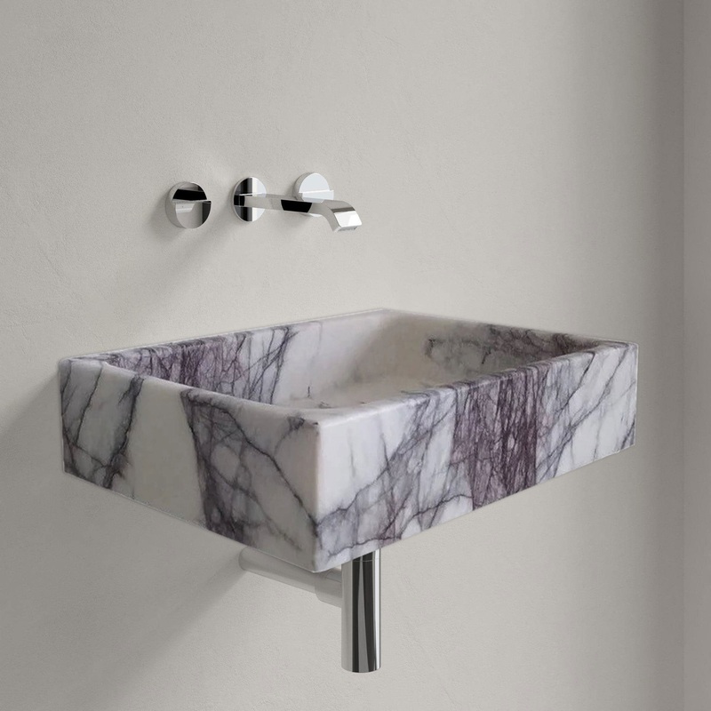 New York Marble Rectangular Wall-mount Bathroom Sink Polished (W)16 (L)24 (H)5