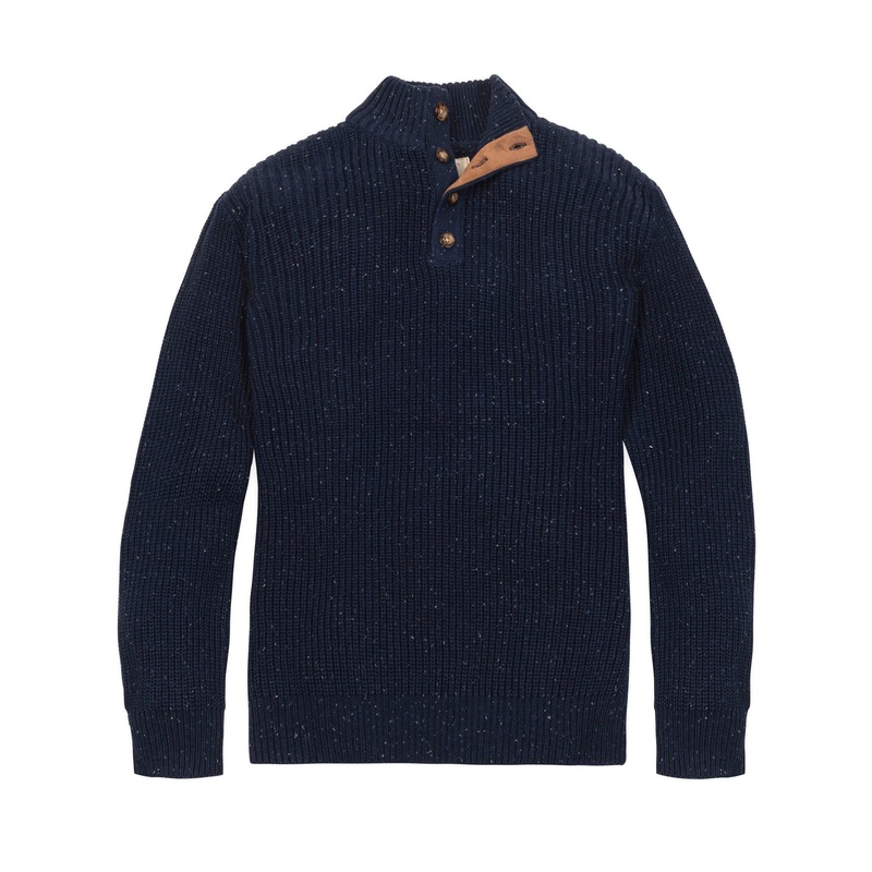 Organic Mock Neck Sweater|Small|Medium|Large|X-Large|Navy Fleck