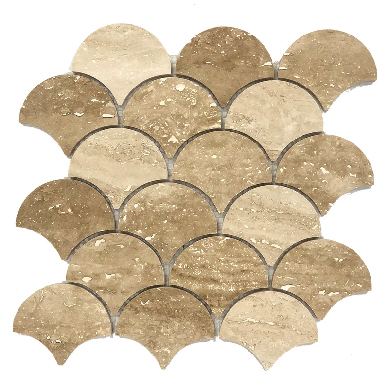 Patara Laguna Pattern 12 x 12 Honed Travertine Mesh-Mounted Mosaic Tile – Belair Collection