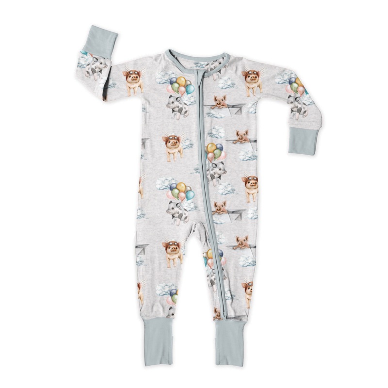 When Pigs Fly Zip Romper|NB|0-3|3-6|6-12|12-18|18-24|2T|3T