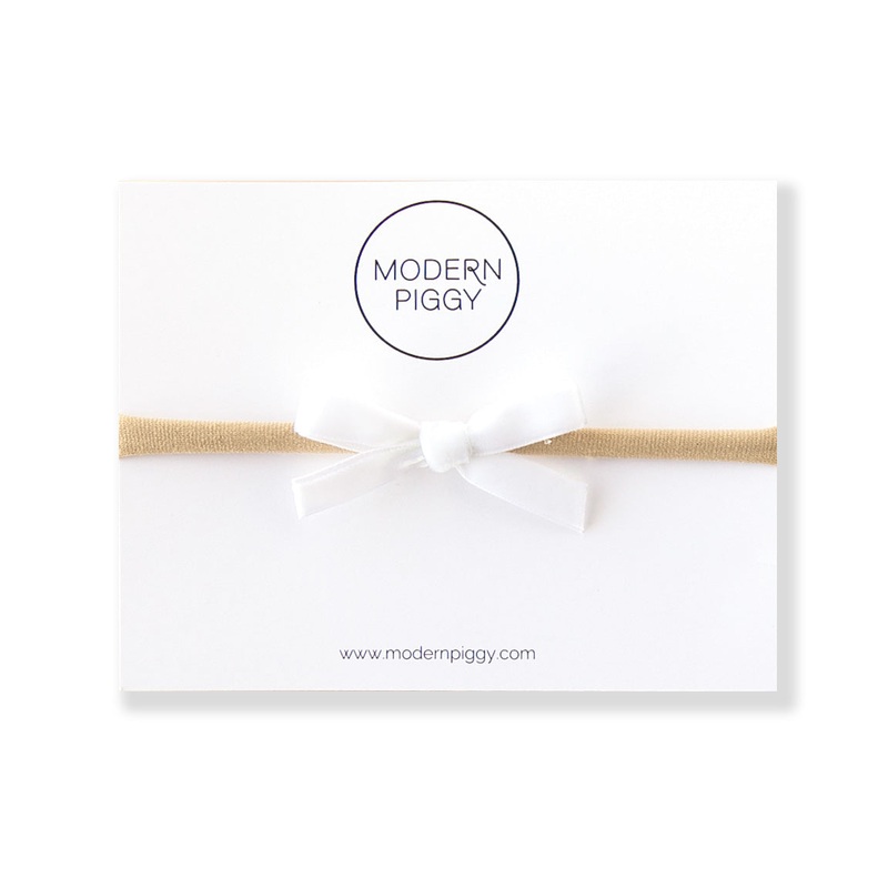 White | Mini Ribbon Bow – Nylon Headband