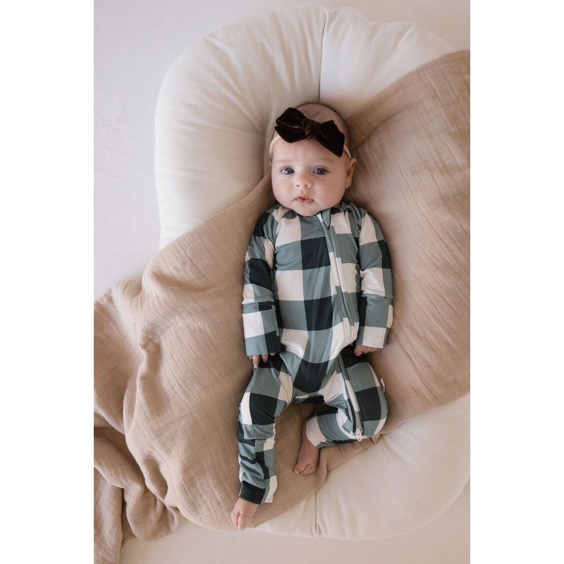 Bamboo Zip Pajamas | Evergreen Gingham | ff club