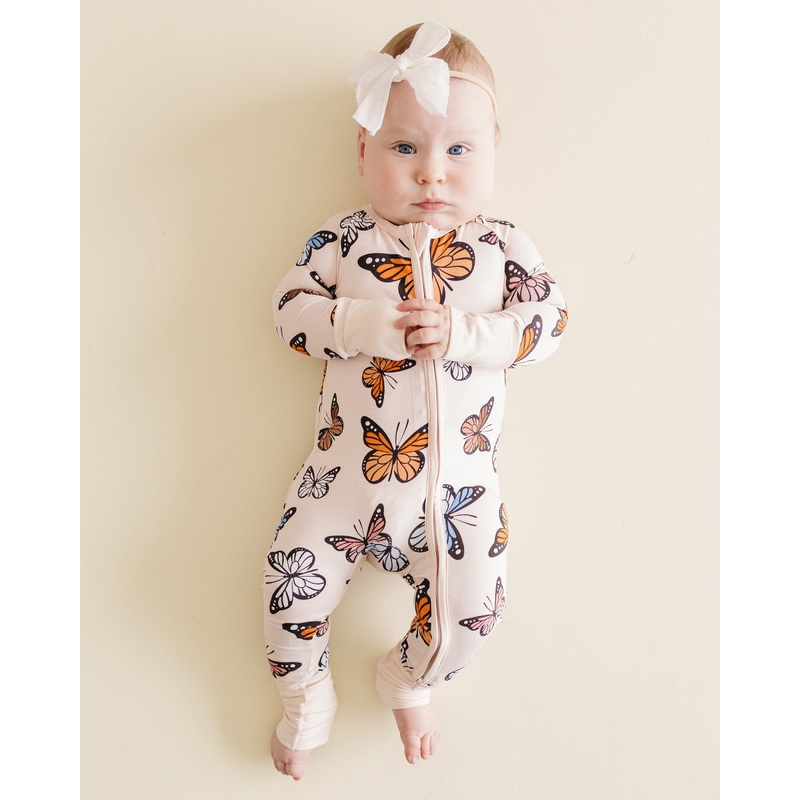 Bamboo Zip Romper | Butterflies