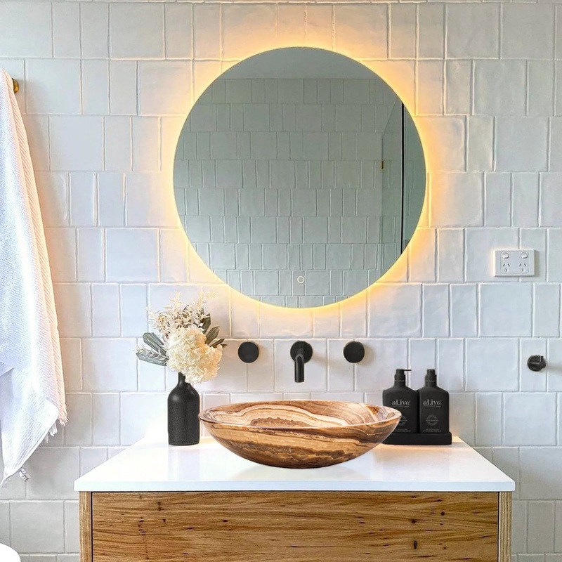 Brown Onyx Translucent Natural Stone Above Vanity Vessel Sink Polished (D)16 (H)4