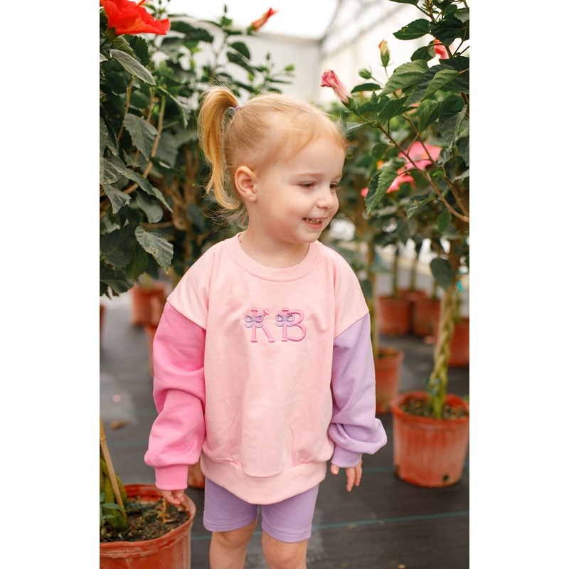 Custom Embroidered Colorblock Crewneck Sweatshirt or Sweatshirt Romper